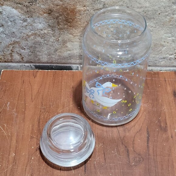 Vintage Anchor Hocking Farm Country Goose Geese Storage Jar Canister 8.5" Lid - Picture 5 of 10